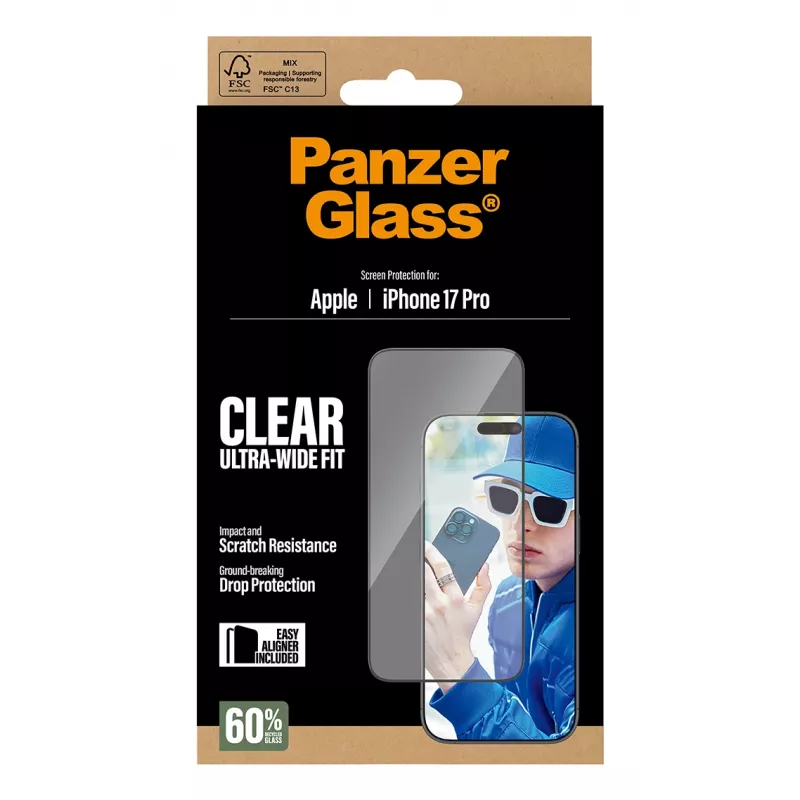 Ekrāna aizsargs PanzerGlass iPhone 17 Pro Ultra-Wide Fit EasyAligner Scratch Shock Resistant