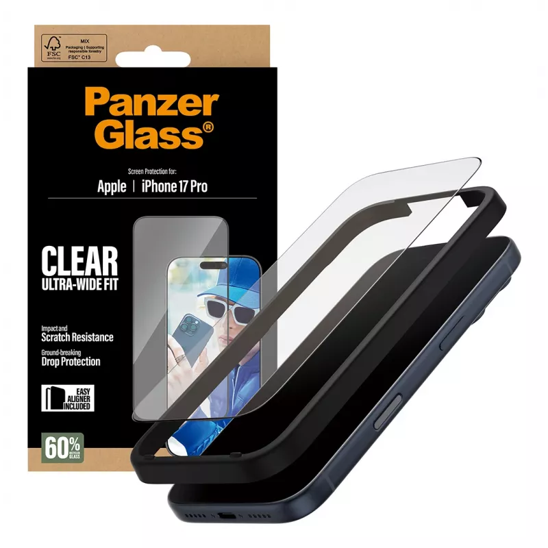 Ekrāna aizsargs PanzerGlass iPhone 17 Pro Ultra-Wide Fit EasyAligner Scratch Shock Resistant