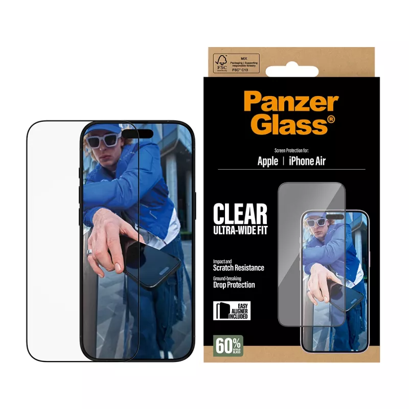 PanzerGlass ® Ekrāna aizsargs iPhone Air | Ultra-Wide Fit ar EasyAligner