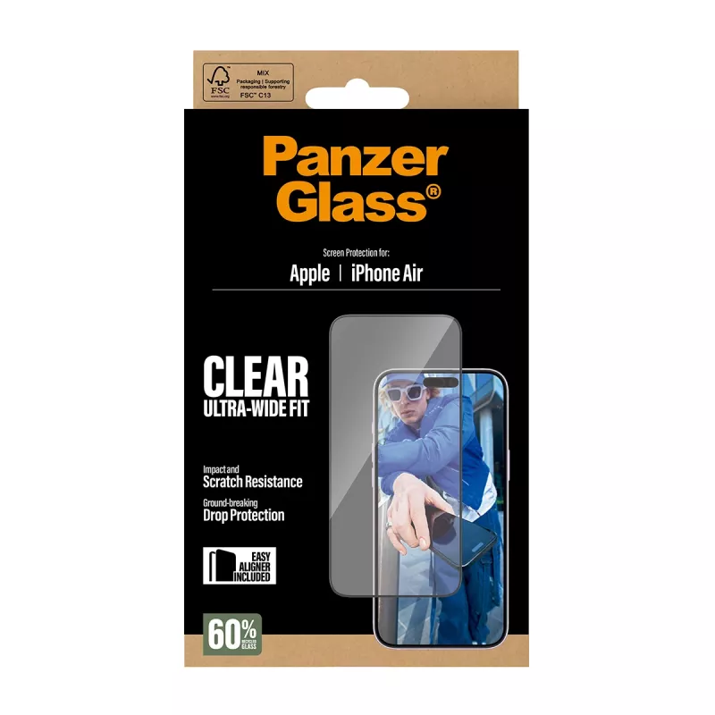 PanzerGlass ® Ekrāna aizsargs iPhone Air | Ultra-Wide Fit ar EasyAligner