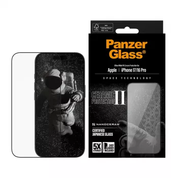 PanzerGlass ® Ceramic II ekrāna aizsargs iPhone 17 | iPhone 16 Pro | Ultra-Wide Fit ar EasyAligner