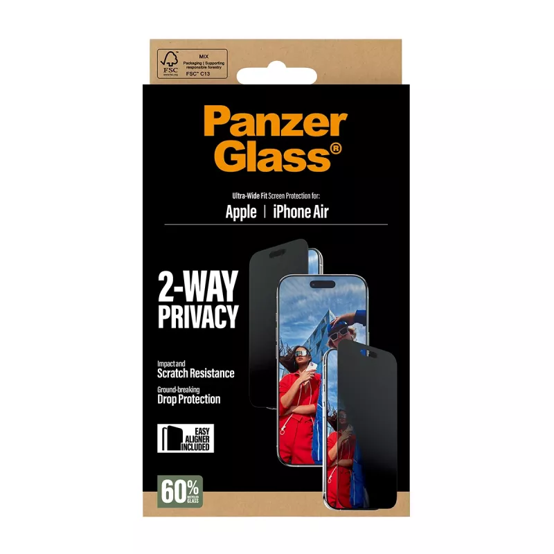 PanzerGlass ® 2-Way Privacy Screen Protector iPhone Air | Ultra-Wide Fit ar EasyAligner