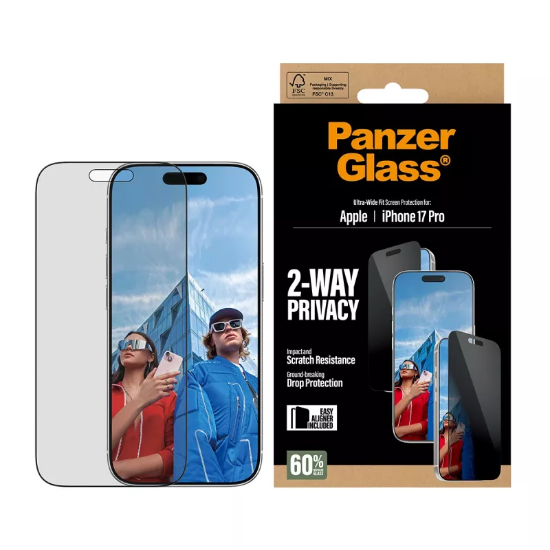 PanzerGlass ® 2-Way Privacy Screen Protector iPhone 17 Pro | Ultra-Wide Fit ar EasyAligner