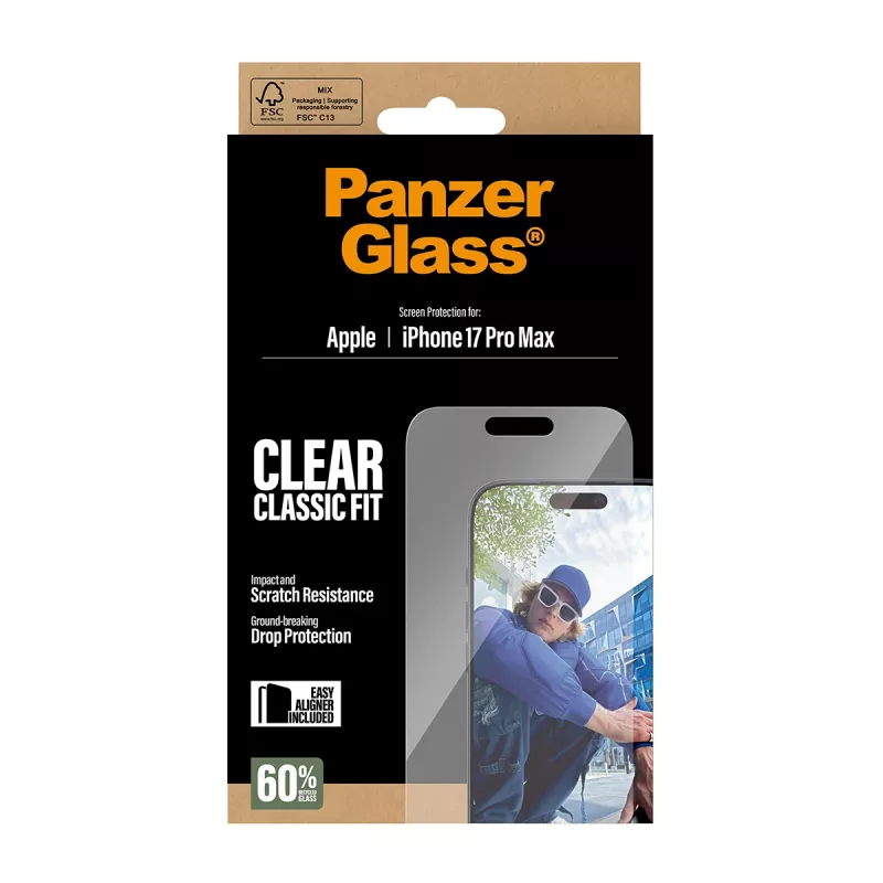 PanzerGlass ® Ekrāna aizsargs iPhone 17 Pro Max | Classic Fit ar EasyAligner