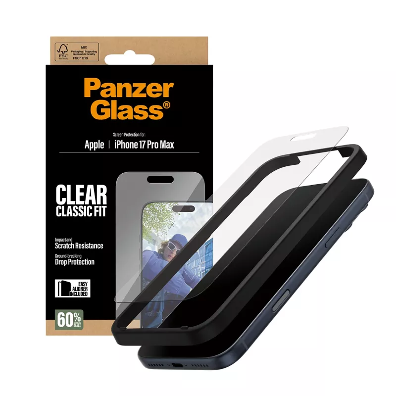 PanzerGlass ® Ekrāna aizsargs iPhone 17 Pro Max | Classic Fit ar EasyAligner