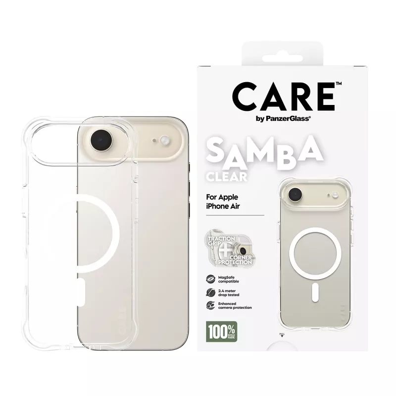 PanzerGlass CARE™ by ® Samba Case Caurspīdīgs ar Baltu MagSafe iPhone Air