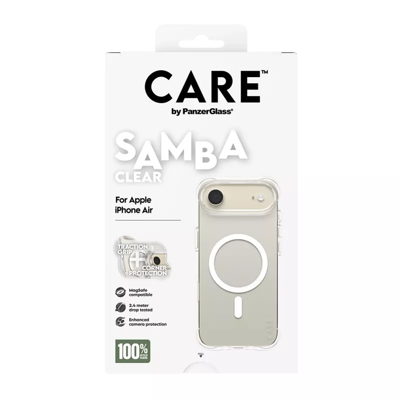 PanzerGlass CARE™ by ® Samba Case Caurspīdīgs ar Baltu MagSafe iPhone Air