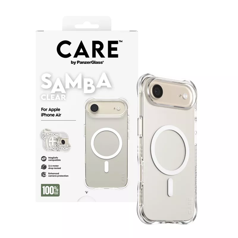 PanzerGlass CARE™ by ® Samba Case Caurspīdīgs ar Baltu MagSafe iPhone Air