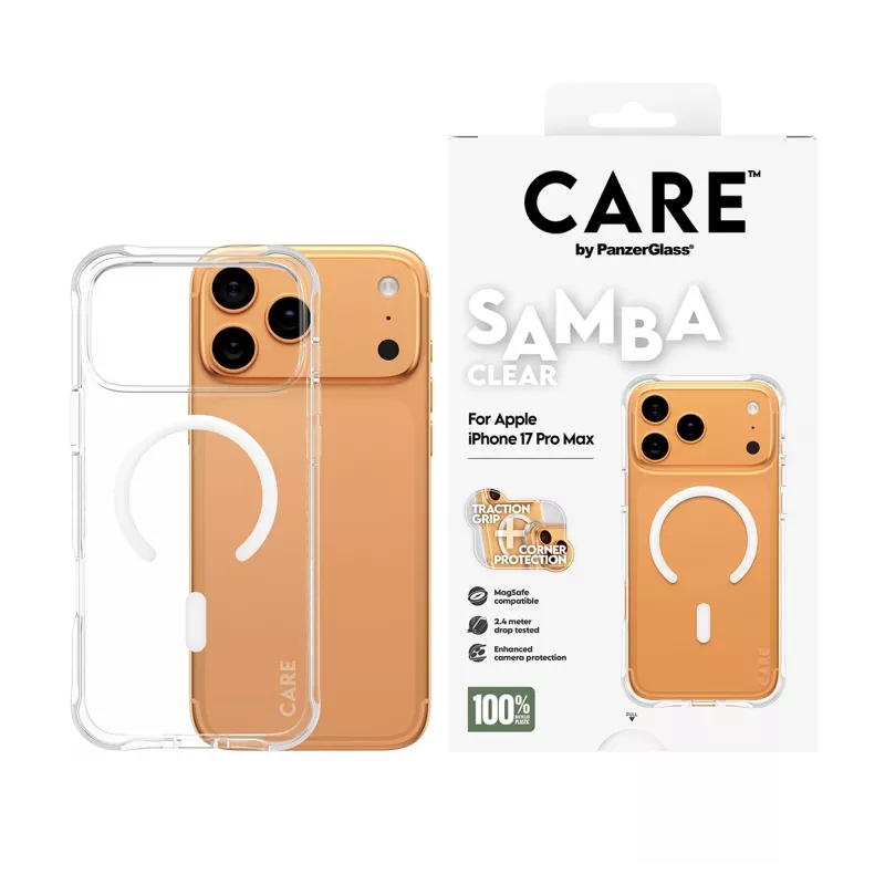 PanzerGlass CARE™ by ® Samba Macīgais Caurspīdīgais ar Balto MagSafe iPhone 17 Pro Max
