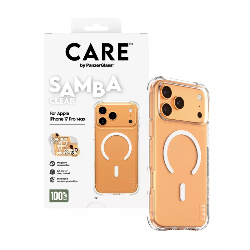 PanzerGlass CARE™ by ® Samba Macīgais Caurspīdīgais ar Balto MagSafe iPhone 17 Pro Max