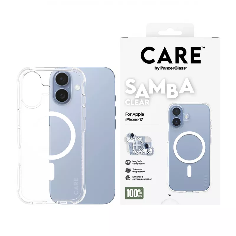 Vāciņš PanzerGlass CARE by Fashionable Case Samba Caurspīdīgs ar Baltu MagSafe iPhone 17