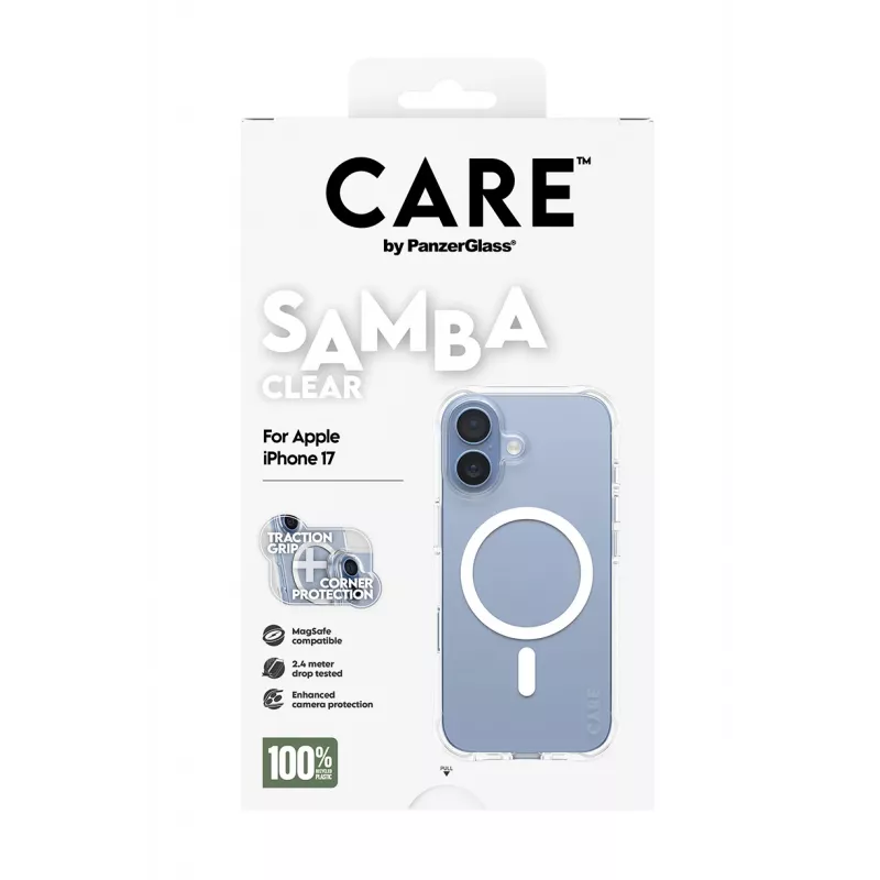 Vāciņš PanzerGlass CARE by Fashionable Case Samba Caurspīdīgs ar Baltu MagSafe iPhone 17