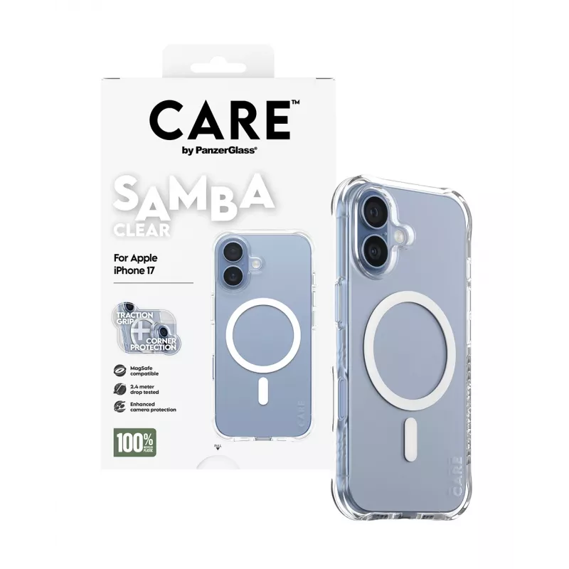 Vāciņš PanzerGlass CARE by Fashionable Case Samba Caurspīdīgs ar Baltu MagSafe iPhone 17