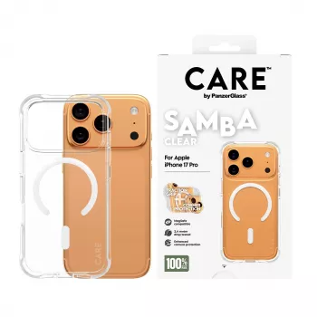 PanzerGlass CARE™ by ® Samba Macīgais Caurspīdīgais ar Balto MagSafe iPhone 17 Pro