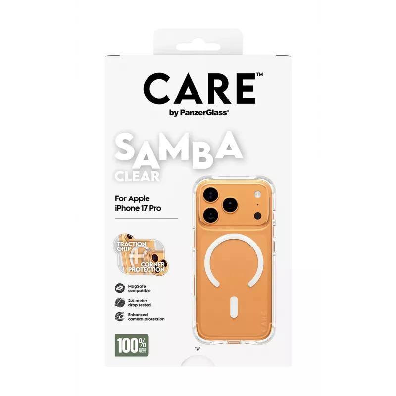 PanzerGlass CARE™ by ® Samba Macīgais Caurspīdīgais ar Balto MagSafe iPhone 17 Pro