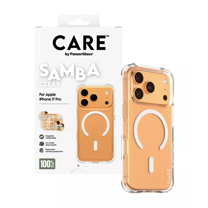 PanzerGlass CARE™ by ® Samba Macīgais Caurspīdīgais ar Balto MagSafe iPhone 17 Pro