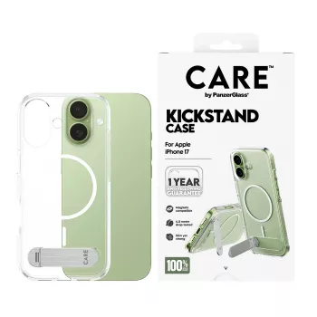 PanzerGlass CARE by Feature vāciņš, caurspīdīgs, ar statīvu un MagSafe, iPhone 17