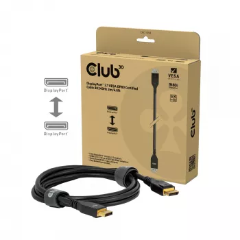 CLUB3D DisplayPort™ 2.1 VESA DP80 sertificēts kabelis 8K240Hz 2m/6.56ft