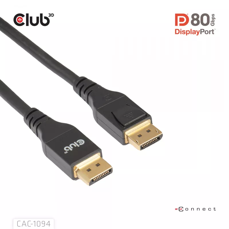 CLUB3D DisplayPort™ 2.1 VESA DP80 sertificēts kabelis 8K240Hz 2m/6.56ft