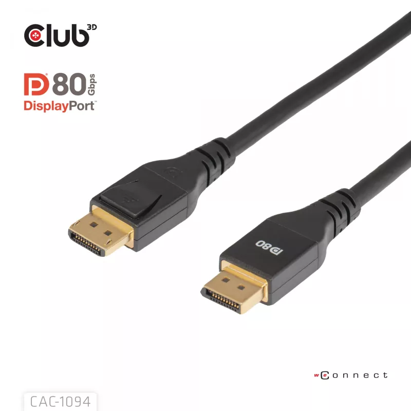 CLUB3D DisplayPort™ 2.1 VESA DP80 sertificēts kabelis 8K240Hz 2m/6.56ft