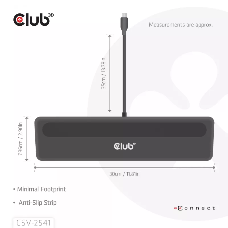 Dokstacija club 3d CSV-2541 USB-C ar HDMI un DisplayPort izejām
