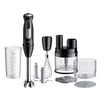 Braun MultiQuick 5 Pro MQ55755M rokas blenderis 1000 W, 25+1 ātrums, metāla kājiņa, krūze, putotājs, melns