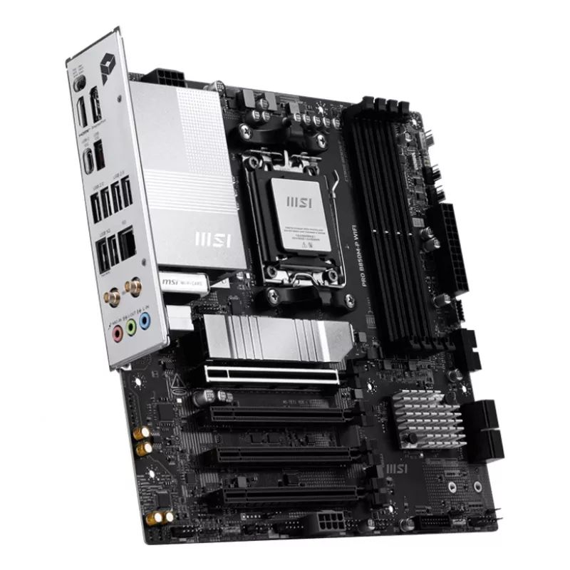 Mātesplate MSI PRO B850M-P WIFI micro ATX, AMD B850, Socket AM5, 4×DDR5 DIMM, 3×M.2, Wi‑Fi 7, 5Gb LAN
