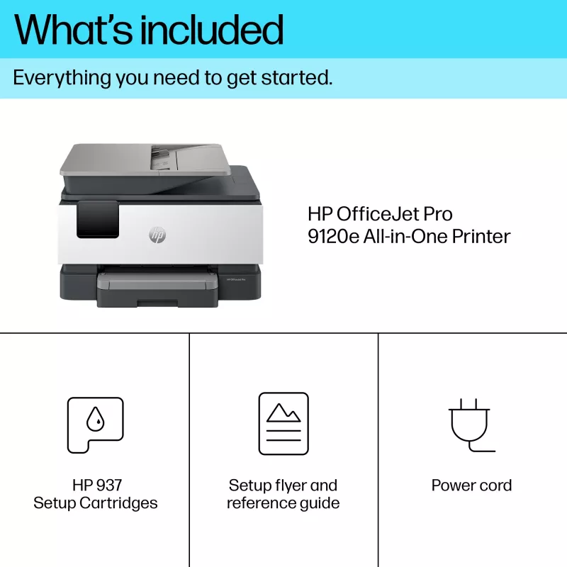 HP OfficeJet Pro 9120e bezvadu daudzfunkciju krāsu printeris, Instant Ink; abpusējā drukāšana