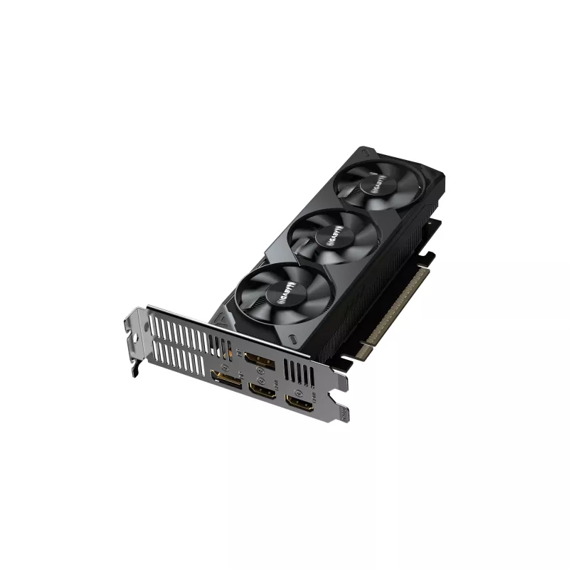 GIGABYTE GeForce RTX 5050 OC Low Profile 8G grafiskā karte - 8GB GDDR6, 128 bitu, PCI-E 5.0, 2587 MHz kodola takts frekvence, 2 x DP, 2 x HDMI, NVIDIA DLSS 4, GV-N5050OC-8GL
