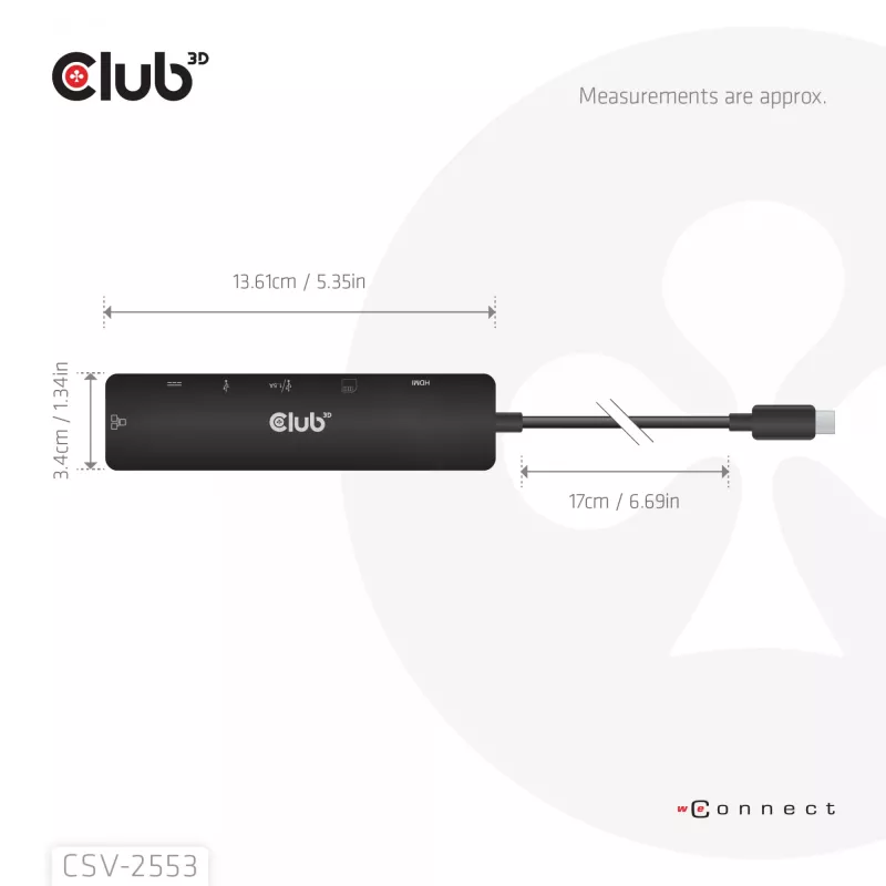 CLUB3D CSV-2553 saskarnes centrmezgls USB Type-C 5000 Mbit/s Melns