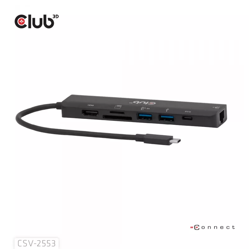 CLUB3D CSV-2553 saskarnes centrmezgls USB Type-C 5000 Mbit/s Melns