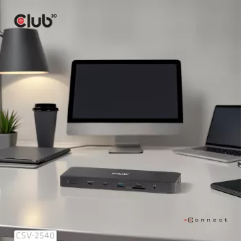 Doko stacija CLUB 3D 14-1 USB-C Quad Display USB4 ar 2× USB 2.0 portiem