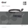 CLUB3D USB-C® divvirzienu video + datu + PD slēdzis, USB Type-C, 2x DisplayPort, 7680 x 4320 pikseļi, melns, 8K Ultra HD, 120 Hz