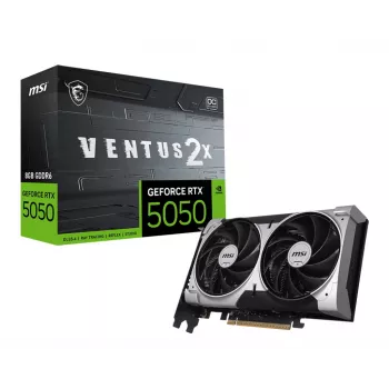 Grafikas karte MSI GeForce RTX 5050 8 GB GDDR6, PCIe 5.0, 2560 CUDA, 2602 MHz boost, 128-bit, 3x DP 2.1b + 1x HDMI 2.1b, 130 W, 2 ventilatori