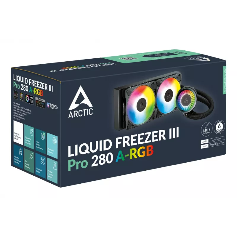 ARCTIC Liquid Freezer III Pro 280 A-RGB - daudzkompatibils visaptverošs CPU ūdens dzesētājs ar A-RGB