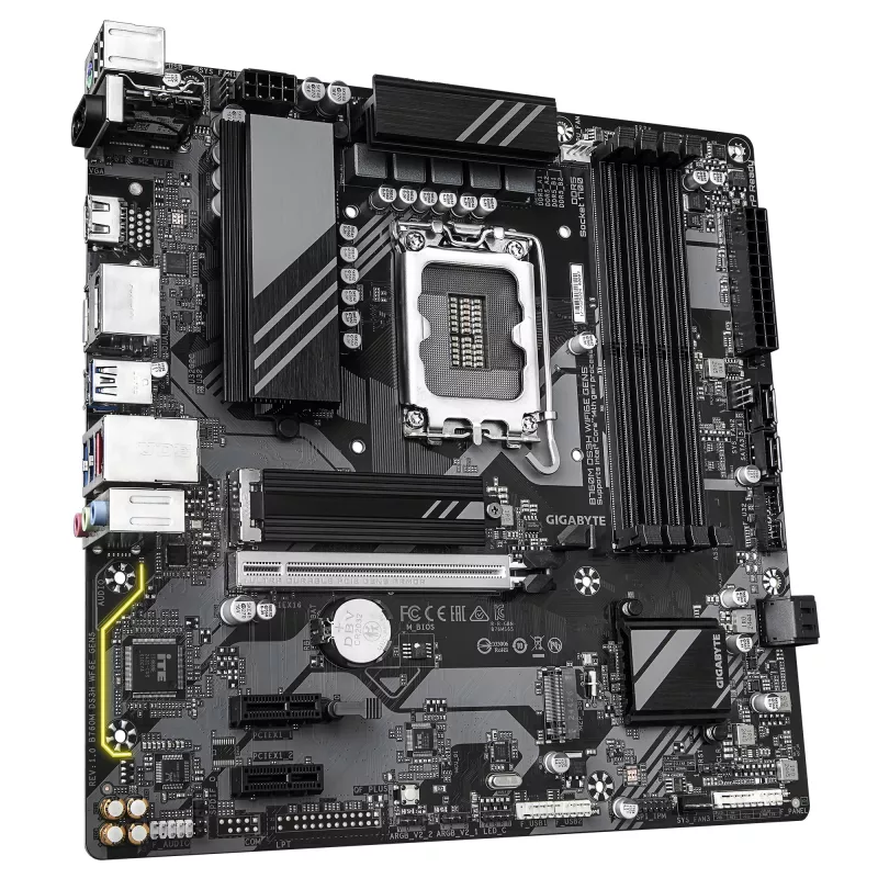 GIGABYTE B760M DS3H WIFI6E GEN5 mātesplate - atbalsta Intel Core 14. paaudzes CPU, 6+2+1 fāžu digitālais VRM, līdz 5600MHz DDR5, 2xPCIe 4.0 M.2, Wi-Fi 6E, 2.5GbE LAN, USB 3.2 Gen2