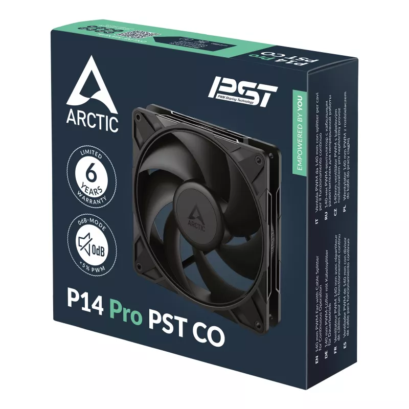 ARCTIC P14 Pro PST CO 140 mm PWM ventilators ar kabeļa sadalītāju nepārtrauktai darbībai