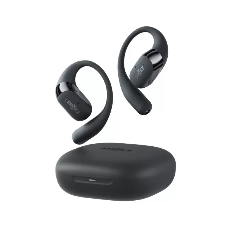 SHOKZ OpenFit 2+ austiņas, bezvadu, auss āķa tipa, ievietojamas, zvani/mūzika, Bluetooth, melnas
