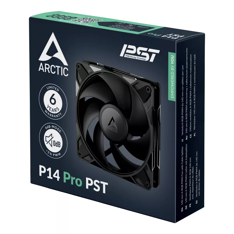 ARCTIC P14 Pro PST 140 mm PWM ventilators ar kabeļa sadalītāju, melns