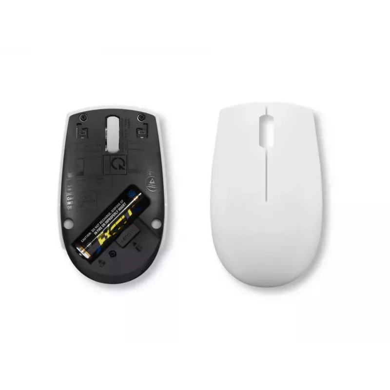 Bezvadu kompaktā pele Lenovo Compact Mouse ar bateriju — ambidekstra, 1000 DPI, RF bezvadu, 3 pogas, pelēka