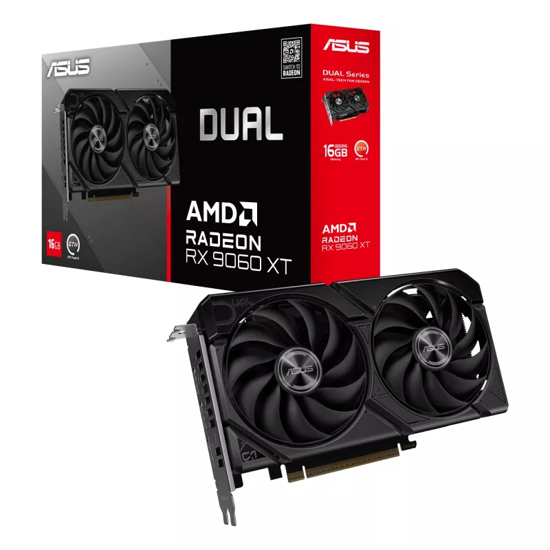 Grafikas karte ASUS Dual Radeon RX 9060 XT 16 GB GDDR6, 128 bitu, PCIe 5.0, 2 ventilatori