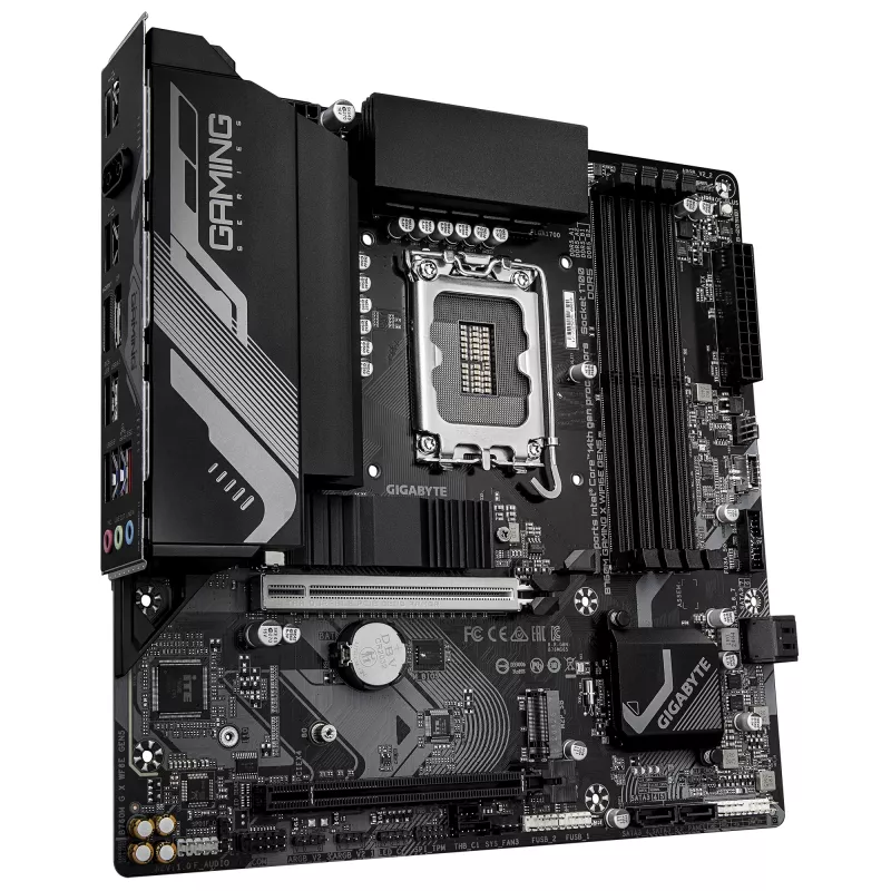 GIGABYTE B760M GAMING X WIFI6E GEN5 Micro ATX mātesplate, LGA1700, B760, DDR5 līdz 5600MHz, 4 DIMM, 2x PCIe 4.0 M.2, Wi‑Fi 6E, 2.5GbE