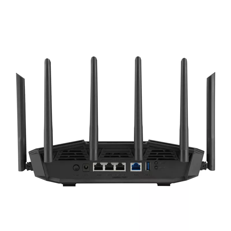 ASUS 90IG0A30-MO9C00 bezvadu maršrutētājs 2.5 Gigabit Ethernet Tri-band (2.4 GHz / 5 GHz / 6 GHz) Melns