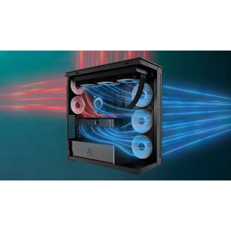 PC korpuss ARCTIC Xtender (Mirror Black) Midi Tower Melns