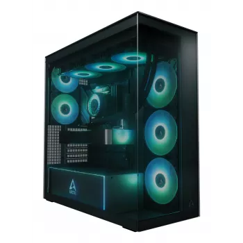 ARCTIC Xtender (Melns) Premium E-ATX datora korpuss, Midi Tower, PC, Melns, EATX, Metāls, Rūdīts stikls, Spēlēm