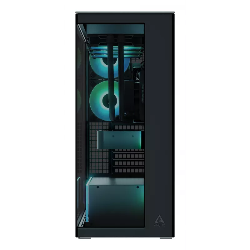 ARCTIC Xtender (Melns) Premium E-ATX datora korpuss, Midi Tower, PC, Melns, EATX, Metāls, Rūdīts stikls, Spēlēm