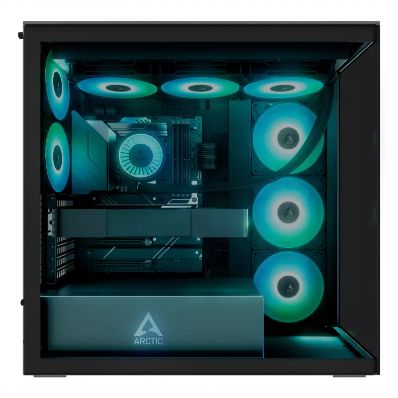 ARCTIC Xtender (Melns) Premium E-ATX datora korpuss, Midi Tower, PC, Melns, EATX, Metāls, Rūdīts stikls, Spēlēm
