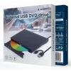 Iekšējais DVD±RW diskdzinis Gembird DVD-USB-031 — USB Type-C, 24x CD / 8x DVD, priekšējā ielāde, melns, 140×18×140 mm