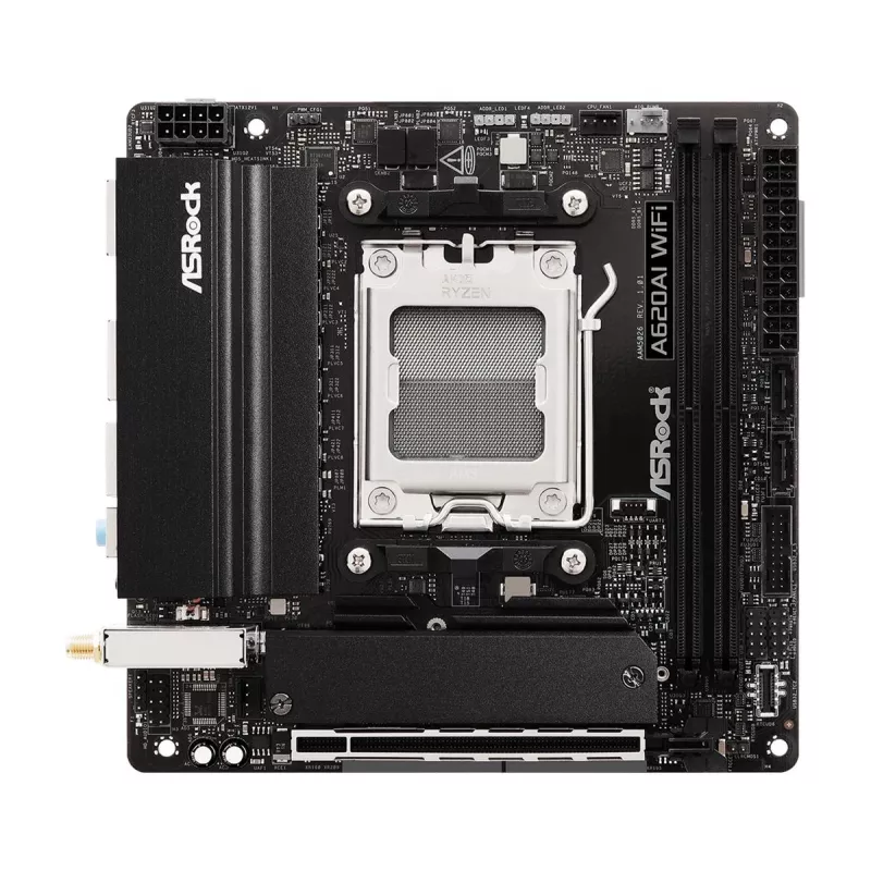 Mātesplate ASRock A620AI Wi-Fi AM5 AMD A620A 2 x DDR5 1 x HDMI 2.1 TMDS/FRL 8G saderīga mITX