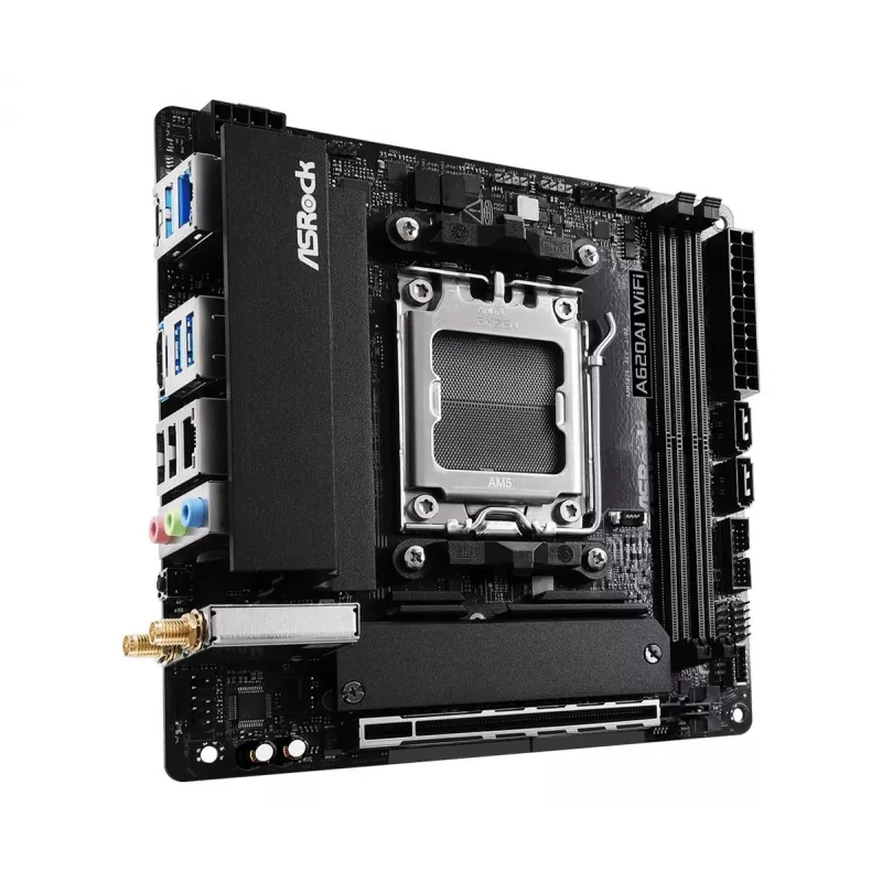 Mātesplate ASRock A620AI Wi-Fi AM5 AMD A620A 2 x DDR5 1 x HDMI 2.1 TMDS/FRL 8G saderīga mITX
